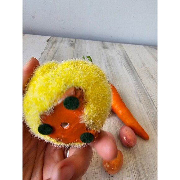 Vintage chick carrot eggs glitter flower spring Easter decor set - Picture 8 of 9